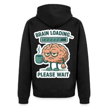 Belastung des Gehirns - Unisex Premium Bio Zip Hoodie - Schwarz - Hinten - Nico (187cm)