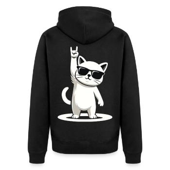 Rock'n' Miez - Unisex Premium Bio Zip Hoodie - Schwarz - Hinten - Nico (187cm)