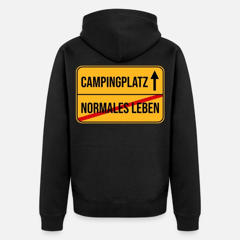 Campingplatz Warnhinweis Design - Unisex Premium Bio Zip Hoodie - Schwarz