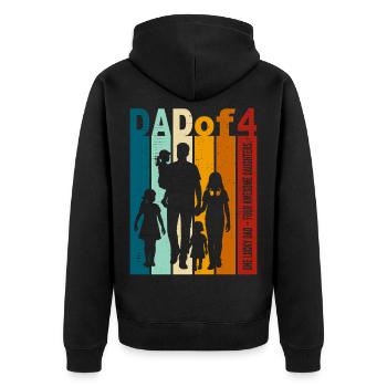 Papa & 4 Töchter Geschenk Design Vatertag - Unisex Premium Bio Zip Hoodie - Schwarz - Hinten - Nico (187cm)
