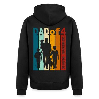 Papa & 4 Söhne Geschenk Design zum Vatertag - Unisex Premium Bio Zip Hoodie - Schwarz - Hinten - Nico (187cm)