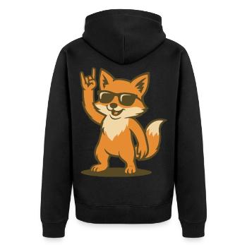 Fox on Fire - Unisex Premium Organic Zip Hoodie - black - Back - Nico (187cm)