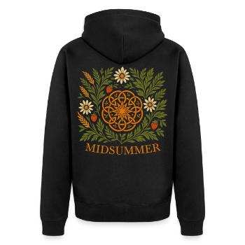 Mittsommer Sommer Mandala - Erdbeeren & Blumen - Unisex Premium Bio Zip Hoodie - Schwarz - Hinten - Nico (187cm)