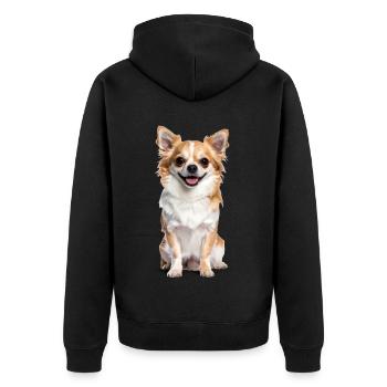 Chihuahua moelleux – petit, moelleux et plein d’amour ! - Veste à capuche bio Premium Unisexe - noir - Dos - Nico (187cm)
