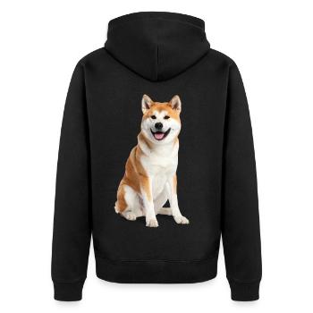 Cute Akita Inu – Loyal Soul, Fluffy Dog - Unisex Premium Organic Zip Hoodie - black - Back - Nico (187cm)