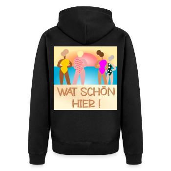 FRAUEN STRAND SONNENUNTERGANG - Unisex Premium Bio Zip Hoodie - Schwarz - Hinten - Nico (187cm)