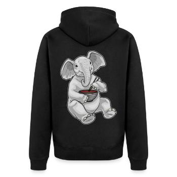 Elefant Koch Ramen Kochen - Unisex Premium Bio Zip Hoodie - Schwarz - Hinten - Nico (187cm)