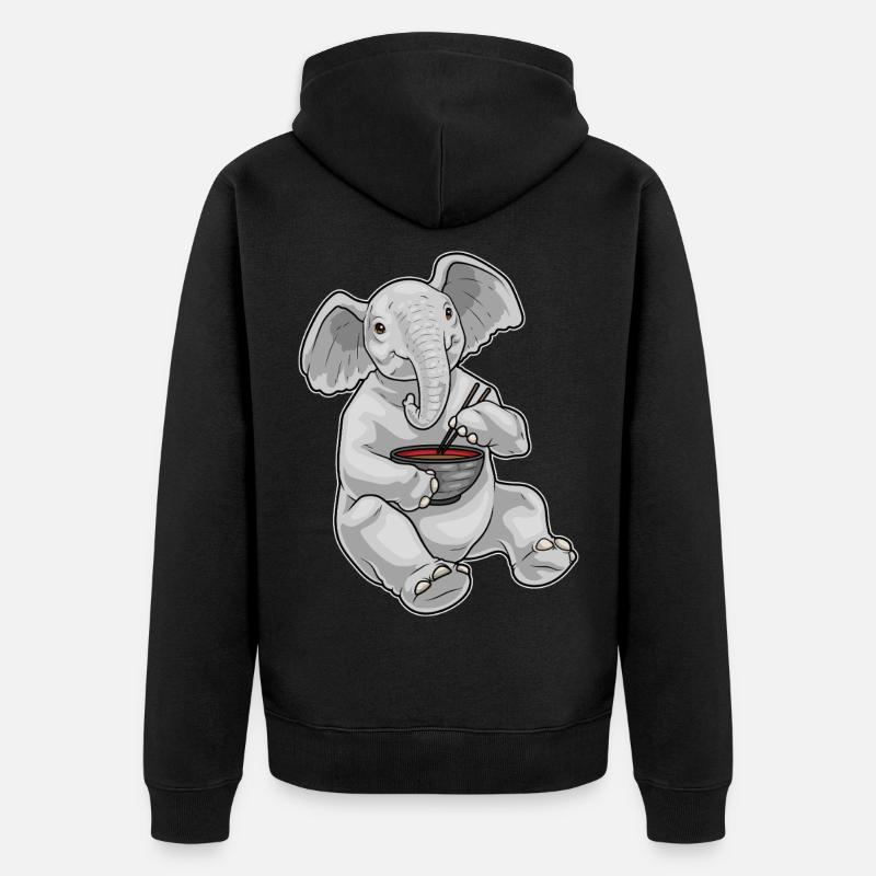 Elephant Bowl Ramen - Veste à capuche bio Premium Unisexe - noir