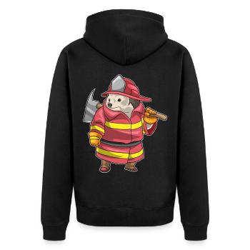 Igel Feuerwehrmann Axt Feuerwehr - Unisex Premium Bio Zip Hoodie - Schwarz - Hinten - Nico (187cm)