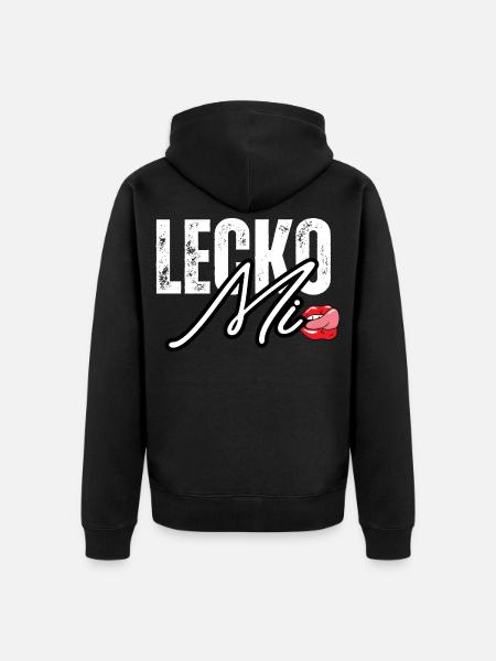 Lederoptik mit Lippenakzent - Unisex Premium Bio Zip Hoodie - Schwarz