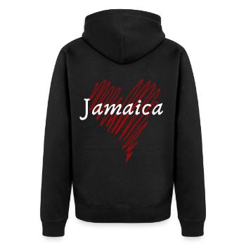 I Love Jamaica, Made in Jamaica - Unisex Premium Organic Zip Hoodie - black - Back - Nico (187cm)