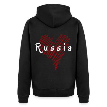 Ich liebe Russland, russischen Stolz - Unisex Premium Bio Zip Hoodie - Schwarz - Hinten - Nico (187cm)