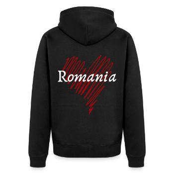 I love Romania, Romanian pride - Unisex Premium Organic Zip Hoodie - black - Back - Nico (187cm)