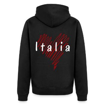 Ich liebe Italien, italienischen Stolz - Unisex Premium Bio Zip Hoodie - Schwarz - Hinten - Nico (187cm)