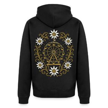 Grande roue et edelweiss - design festif nostalgique - Veste à capuche bio Premium Unisexe - noir - Dos - Nico (187cm)