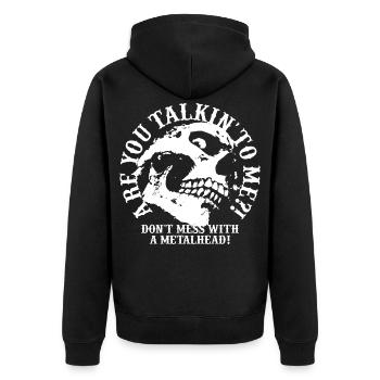 skull metal metalhead rock - Unisex Premium Organic Zip Hoodie - black - Back - Nico (187cm)