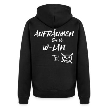Kreativer Totenkopf mit Textmotivation - Unisex Premium Bio Zip Hoodie - Schwarz - Hinten - Nico (187cm)