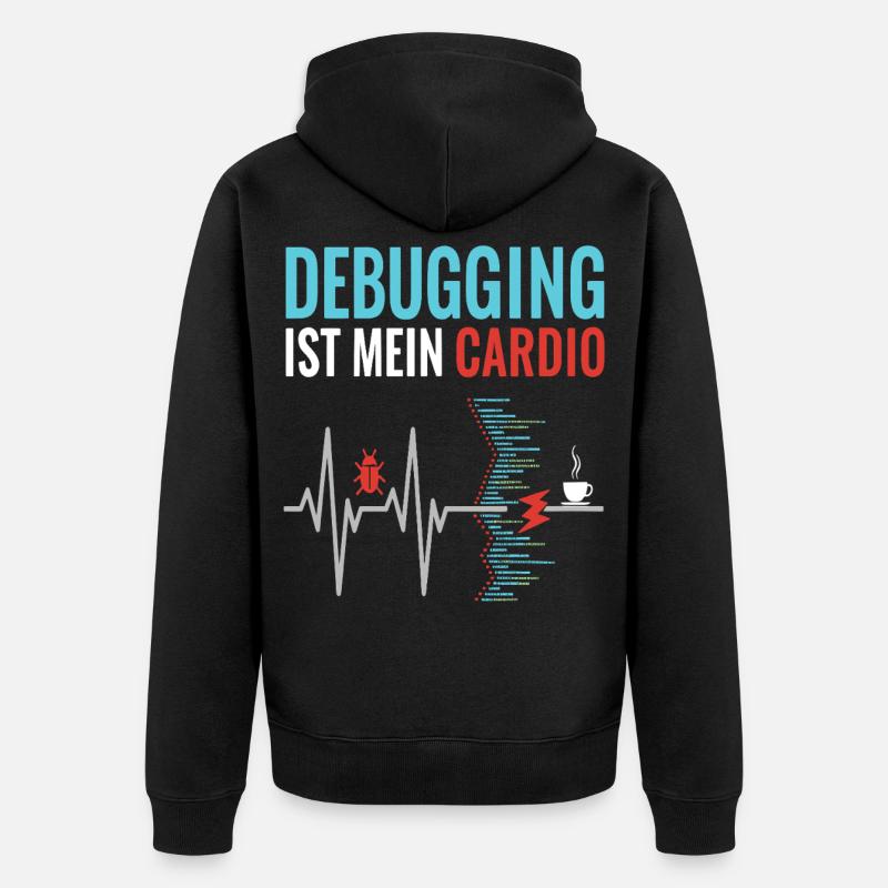 Debugging ist mein Cardio - Programmierer Nerd - Unisex Premium Bio Zip Hoodie - Schwarz