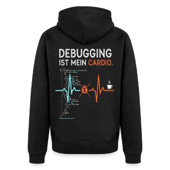 Debugging is my cardio - computer nerd - Unisex Premium Organic Zip Hoodie - black - Back - Nico (187cm)
