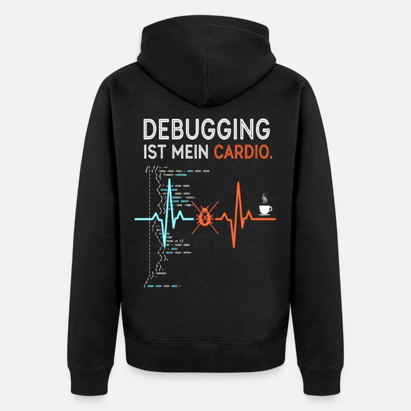 Debugging ist mein Cardio - Computer Nerd - Unisex Premium Bio Zip Hoodie - Schwarz