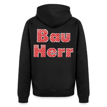 Brick wall builder - Unisex Premium Organic Zip Hoodie - black - Back - Nico (187cm)
