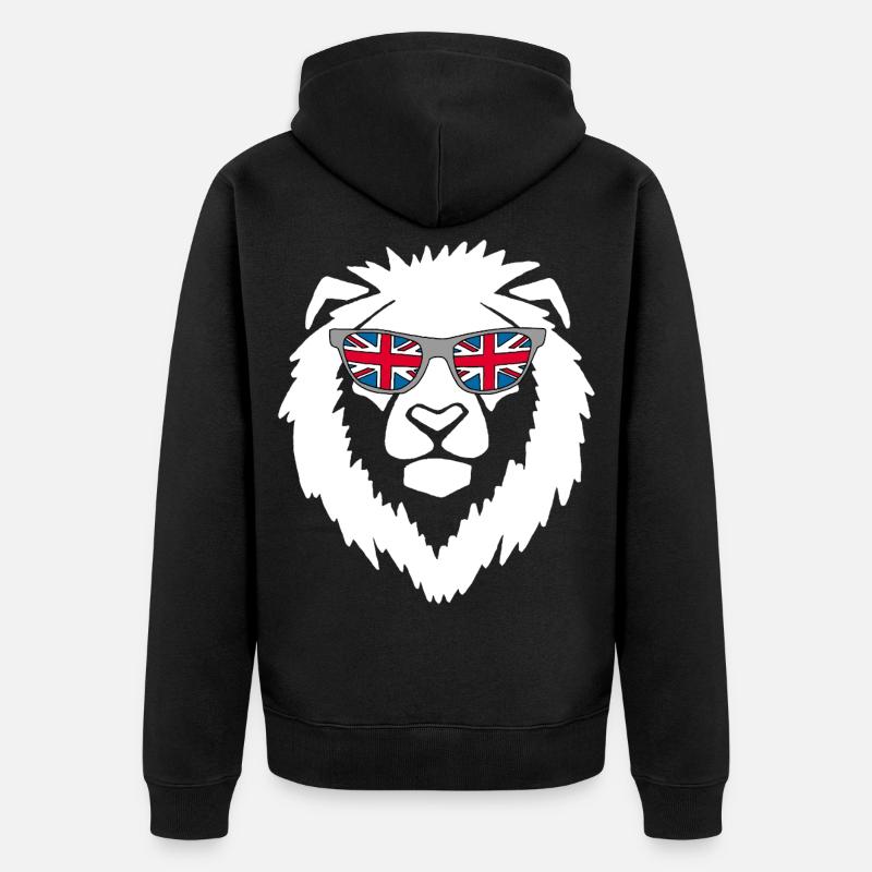 Lion du Royaume-Uni blanc - Veste à capuche bio Premium Unisexe - noir