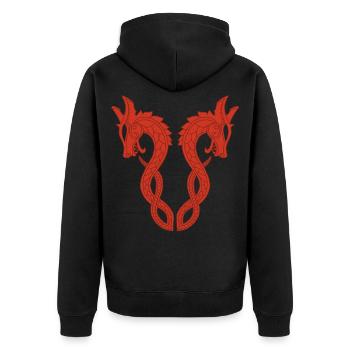 Dragon rouge à deux têtes - Veste à capuche bio Premium Unisexe - noir - Dos - Nico (187cm)