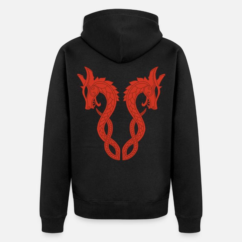 Dragon rouge à deux têtes - Veste à capuche bio Premium Unisexe - noir