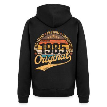 Vintage 1985 40th Birthday Original 1985 - Unisex Premium Organic Zip Hoodie - black - Back - Nico (187cm)