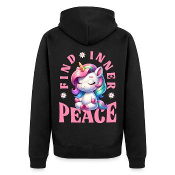 Finde Innere Ruhe Einhorn Yoga - Unisex Premium Bio Zip Hoodie - Schwarz - Hinten - Nico (187cm)
