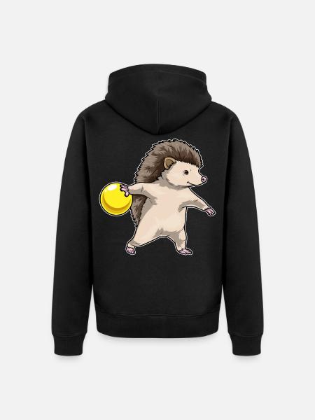 Hedgehog Bowling Bowling Ball - Unisex Premium Organic Zip Hoodie - black