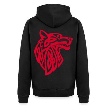 Loup rouge viking - Veste à capuche bio Premium Unisexe - noir - Dos - Nico (187cm)