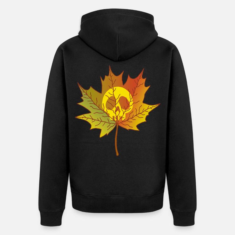 Crâne et feuille morte - Veste à capuche bio Premium Unisexe - noir