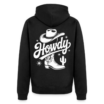 Western Cowboy Hat Design - Unisex Premium Organic Zip Hoodie - black - Back - Nico (187cm)