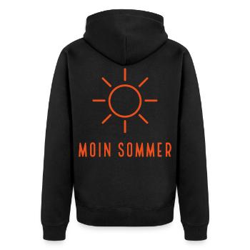 Sommer - Unisex Premium Bio Zip Hoodie - Schwarz - Hinten - Nico (187cm)