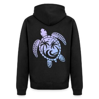 Schildkröten Motiv Wellen Festival Turtle Surfer - Unisex Premium Bio Zip Hoodie - Schwarz - Hinten - Nico (187cm)