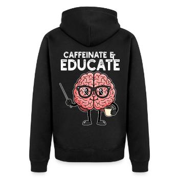 CAFÉINER ET ÉDUQUER - CADEAU ENSEIGNANT - Veste à capuche bio Premium Unisexe - noir - Dos - Nico (187cm)