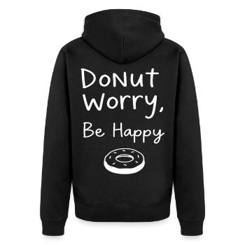 « Donut Worry, Be Happy – minimaliste - Veste à capuche bio Premium Unisexe - noir - Dos - Nico (187cm)