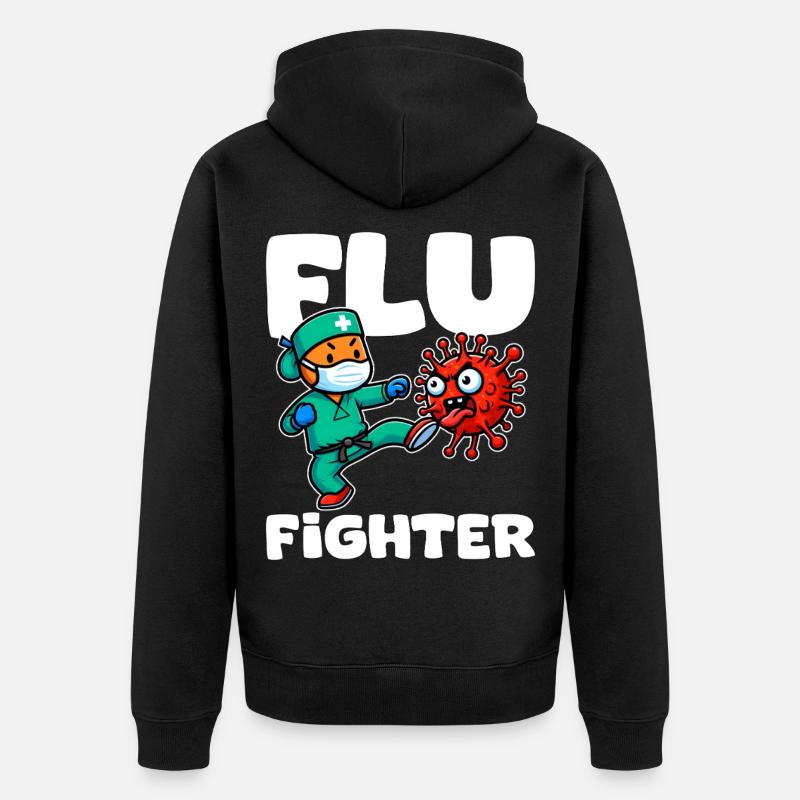 COMBATTANT DE LA GRIPPE - CADEAU INFIRMIÈRE - Veste à capuche bio Premium Unisexe - noir