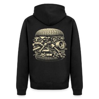 Mechanical Junk Vintage Design - Unisex Premium Organic Zip Hoodie - black - Back - Nico (187cm)