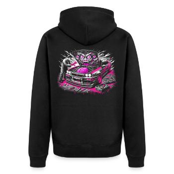Neon Monster Auto Graffiti Design - Unisex Premium Bio Zip Hoodie - Schwarz - Hinten - Nico (187cm)
