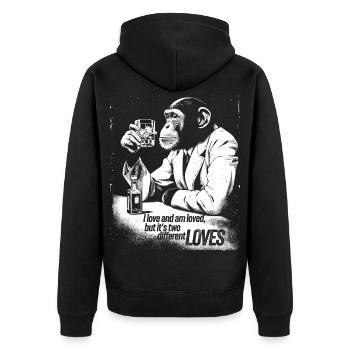 Sophisticated Monkey Cheers Design - Unisex Premium Organic Zip Hoodie - black - Back - Nico (187cm)