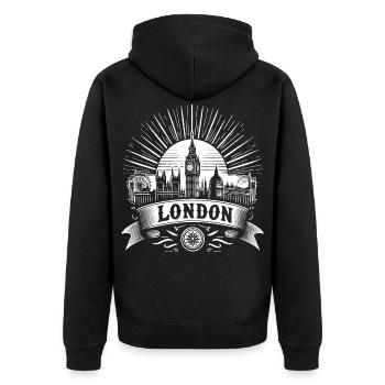 Conception de chemises londoniennes avec Big Ben - Veste à capuche bio Premium Unisexe - noir - Dos - Nico (187cm)