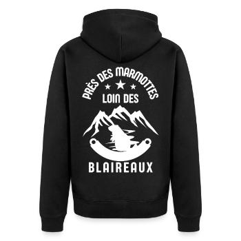 Humour marmotte 1 - Veste à capuche bio Premium Unisexe - noir - Dos - Nico (187cm)