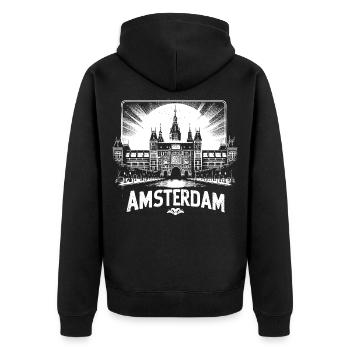 Design de chemise cool d’AMSTERDAM - Veste à capuche bio Premium Unisexe - noir - Dos - Nico (187cm)