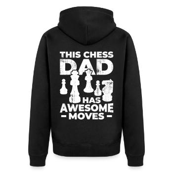 Schach Vater - Unisex Premium Bio Zip Hoodie - Schwarz - Hinten - Nico (187cm)
