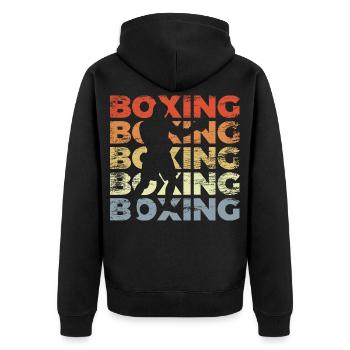 Vintage Boxen - Unisex Premium Bio Zip Hoodie - Schwarz - Hinten - Nico (187cm)