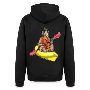 Pferd kleines Boot - Unisex Premium Bio Zip Hoodie - Schwarz - Hinten - Nico (187cm)