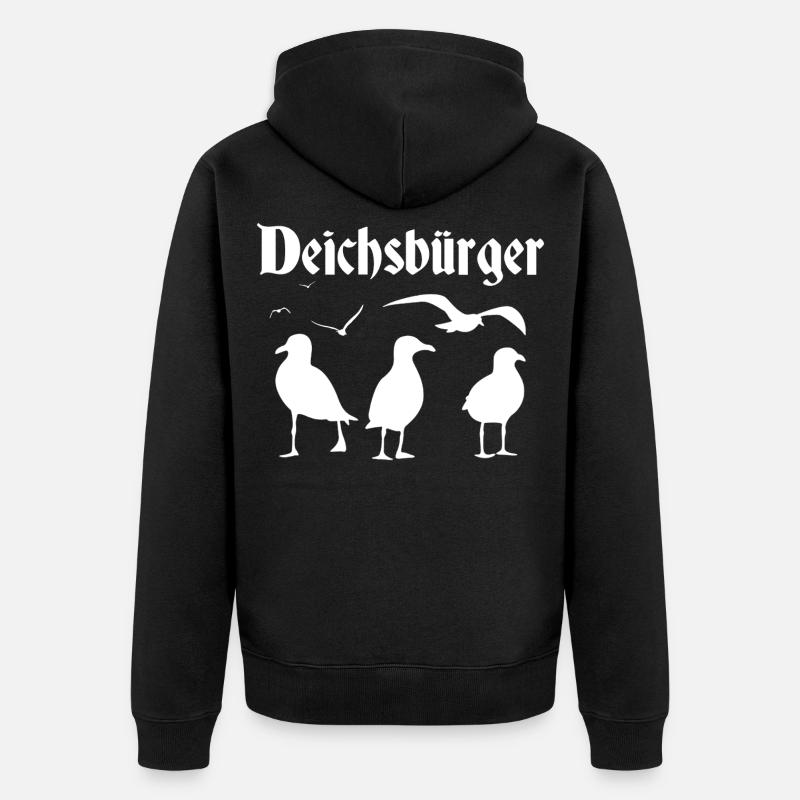 Deichsbürger Möwencrew - Unisex Premium Bio Zip Hoodie - Schwarz