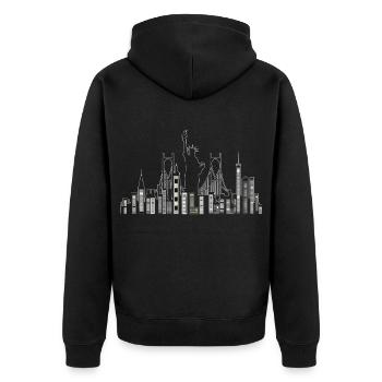 New York skyscraper with Statue of Liberty - Unisex Premium Organic Zip Hoodie - black - Back - Nico (187cm)